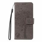 For Samsung Galaxy A07 5G Tree & Cat Embossed Pattern Flip Leather Phone Case(Grey) - 2