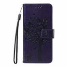 For Samsung Galaxy A07 5G Tree & Cat Embossed Pattern Flip Leather Phone Case(Purple) - 2