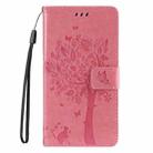 For Samsung Galaxy A36 5G / M56 5G Tree & Cat Embossed Pattern Flip Leather Phone Case(Pink) - 2