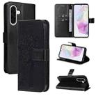 For Samsung Galaxy A36 5G / M56 5G Tree & Cat Embossed Pattern Flip Leather Phone Case(Black) - 1