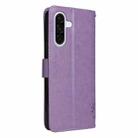 For Samsung Galaxy A56 5G Tree & Cat Embossed Pattern Flip Leather Phone Case(Light Purple) - 3