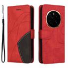 For Honor Magic7 Dual-color Splicing Flip Leather Phone Case(Red) - 1