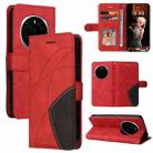 For Honor Magic7 Pro Dual-color Splicing Flip Leather Phone Case(Red) - 1