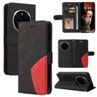 For Honor Magic7 Pro Dual-color Splicing Flip Leather Phone Case(Black) - 1