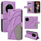 For Honor Magic7 Pro Dual-color Splicing Flip Leather Phone Case(Purple) - 1