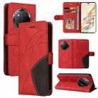 For Honor X9C 5G Global Dual-color Splicing Flip Leather Phone Case(Red) - 1