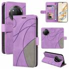 For Honor X9C 5G Global Dual-color Splicing Flip Leather Phone Case(Purple) - 1