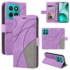 For Honor X8C 4G Global Dual-color Splicing Flip Leather Phone Case(Purple) - 1
