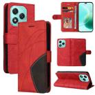 For Honor 400 Lite Dual-color Splicing Flip Leather Phone Case(Red) - 1