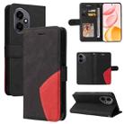 For Honor 400 Global 156.5mm Dual-color Splicing Flip Leather Phone Case(Black) - 1