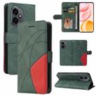 For Honor 400 Global 156.5mm Dual-color Splicing Flip Leather Phone Case(Green) - 1