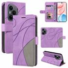For Honor 400 Pro Global 160.8mm Dual-color Splicing Flip Leather Phone Case(Purple) - 1