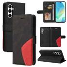 For Samsung Galaxy A26 5G Global Dual-color Splicing Flip Leather Phone Case(Black) - 1