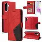 For Samsung Galaxy A56 5G Dual-color Splicing Flip Leather Phone Case(Red) - 1
