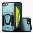 For iPhone 6 Magnetic Shockproof PU + TPU Case with Card Slot & Ring Holder(Blue) - 1