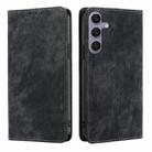For Samsung Galaxy S25+ 5G RFID Anti-theft Brush Magnetic Leather Phone Case(Black) - 1