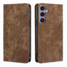 For Samsung Galaxy S25+ 5G RFID Anti-theft Brush Magnetic Leather Phone Case(Brown) - 1