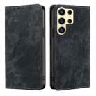 For Samsung Galaxy S25 Ultra 5G RFID Anti-theft Brush Magnetic Leather Phone Case(Black) - 1
