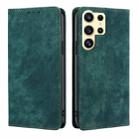 For Samsung Galaxy S25 Ultra 5G RFID Anti-theft Brush Magnetic Leather Phone Case(Green) - 1