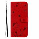 For Honor X9C 5G Global Cat Bee Embossing Pattern Shockproof Leather Case(Red) - 2