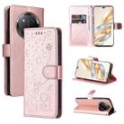For Honor X9C 5G Global Cat Bee Embossing Pattern Shockproof Leather Case(Rose Gold) - 1