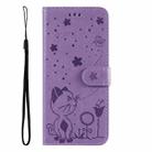 For Honor Magic7 Pro Cat Bee Embossing Pattern Shockproof Leather Case(Purple) - 2