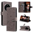 For Honor Magic7 Pro Cat Bee Embossing Pattern Shockproof Leather Case(Grey) - 1