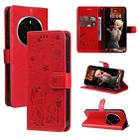 For Honor Magic7 Pro Cat Bee Embossing Pattern Shockproof Leather Case(Red) - 1