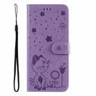 For Honor Magic7 Cat Bee Embossing Pattern Shockproof Leather Case(Purple) - 2