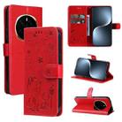 For Honor Magic7 Cat Bee Embossing Pattern Shockproof Leather Case(Red) - 1