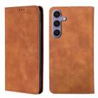 For Samsung Galaxy S25+ 5G Skin Feel Magnetic Leather Phone Case(Light Brown) - 1