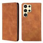 For Samsung Galaxy S25 Ultra 5G Skin Feel Magnetic Leather Phone Case(Light Brown) - 1