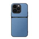 For iPhone 16 Pro Litchi Leather Magnetic Full Coverage Shockproof Phone Case(Blue) - 1