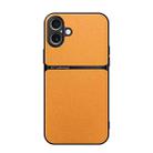 For iPhone 16 Plus Litchi Leather Magnetic Full Coverage Shockproof Phone Case(Yellow) - 1