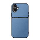 For iPhone 16 Plus Litchi Leather Magnetic Full Coverage Shockproof Phone Case(Blue) - 1