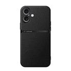 For iPhone 16 Litchi Leather Magnetic Full Coverage Shockproof Phone Case(Black) - 1