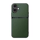 For iPhone 16 Litchi Leather Magnetic Full Coverage Shockproof Phone Case(Green) - 1