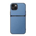 For iPhone 15 Plus Litchi Leather Magnetic Full Coverage Shockproof Phone Case(Blue) - 1