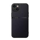 For iPhone 15 Litchi Leather Magnetic Full Coverage Shockproof Phone Case(Black) - 1