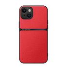 For iPhone 15 Litchi Leather Magnetic Full Coverage Shockproof Phone Case(Red) - 1