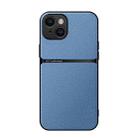 For iPhone 15 Litchi Leather Magnetic Full Coverage Shockproof Phone Case(Blue) - 1