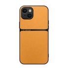 For iPhone 14 Litchi Leather Magnetic Full Coverage Shockproof Phone Case(Yellow) - 1