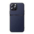 For iPhone 13 Pro Max Litchi Leather Magnetic Full Coverage Shockproof Phone Case(Navy Blue) - 1