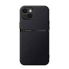 For iPhone 13 Litchi Leather Magnetic Full Coverage Shockproof Phone Case(Black) - 1