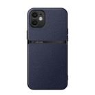 For iPhone 12 Litchi Leather Magnetic Full Coverage Shockproof Phone Case(Navy Blue) - 1