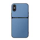 For iPhone X / XS Litchi Leather Magnetic Full Coverage Shockproof Phone Case(Blue) - 1