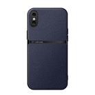 For iPhone X / XS Litchi Leather Magnetic Full Coverage Shockproof Phone Case(Navy Blue) - 1