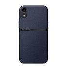 For iPhone XR Litchi Leather Magnetic Full Coverage Shockproof Phone Case(Navy Blue) - 1