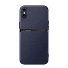 For iPhone XS Max Litchi Leather Magnetic Full Coverage Shockproof Phone Case(Navy Blue) - 1