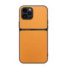 For iPhone 12 Pro Litchi Leather Magnetic Full Coverage Shockproof Phone Case(Yellow) - 1